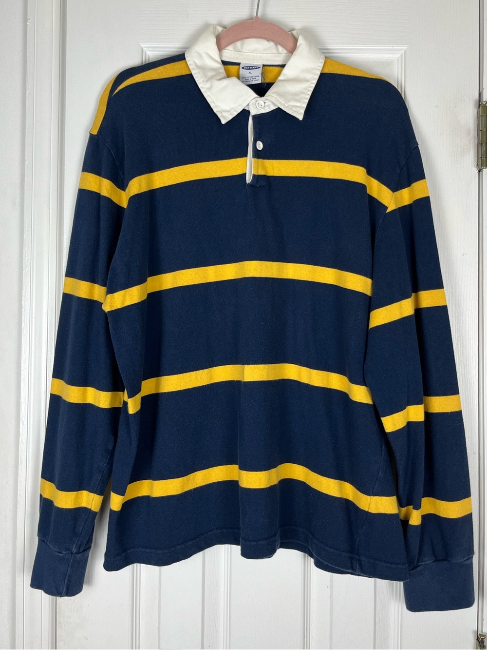 Old Navy Vintage Y2K Rugby Long Sleeve Striped Polo Shirt Men’s XL Preppy